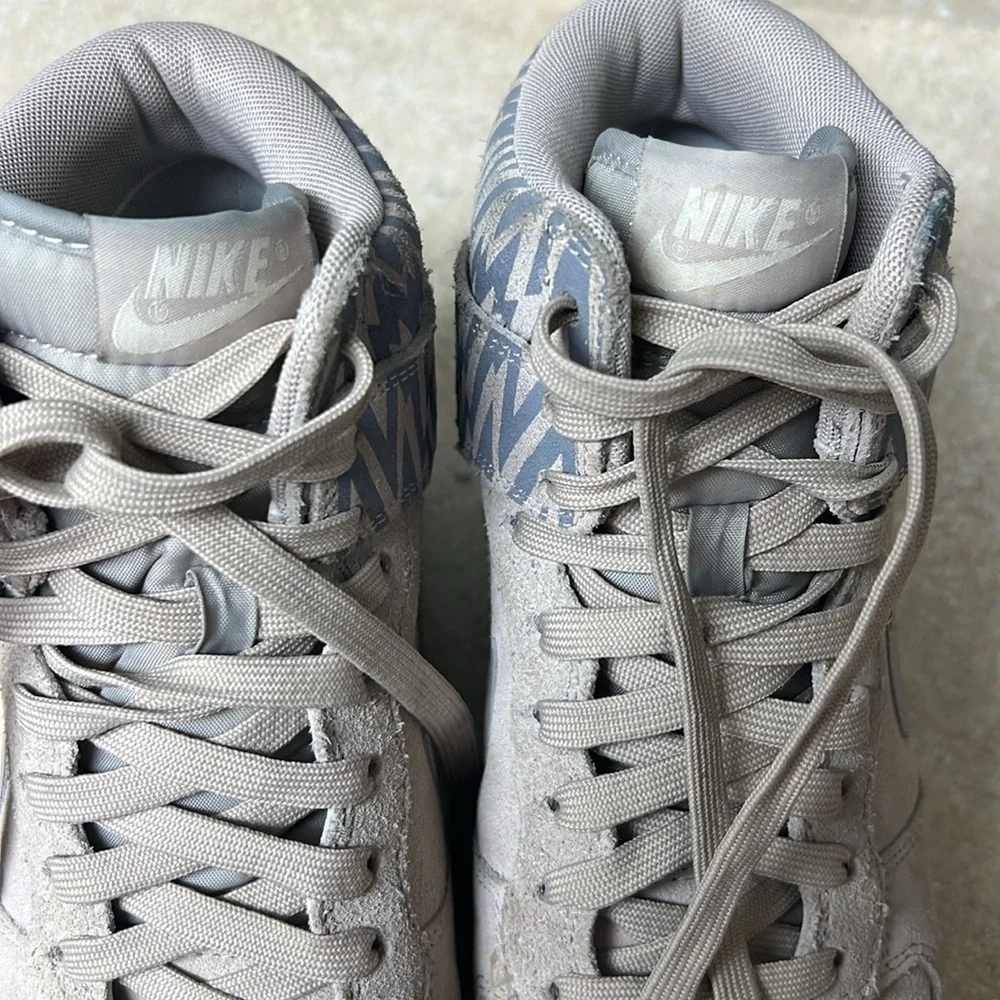 Nike High-Top Wedge Sneakers in Gray Taupe